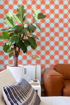 Papel de parede círculos retro laranja e azul