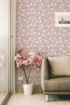 Papel de parede bolinhas rosa pó e branco