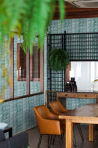 Papel de parede azul-petróleo estilo azulejo moderno — imagem 3
