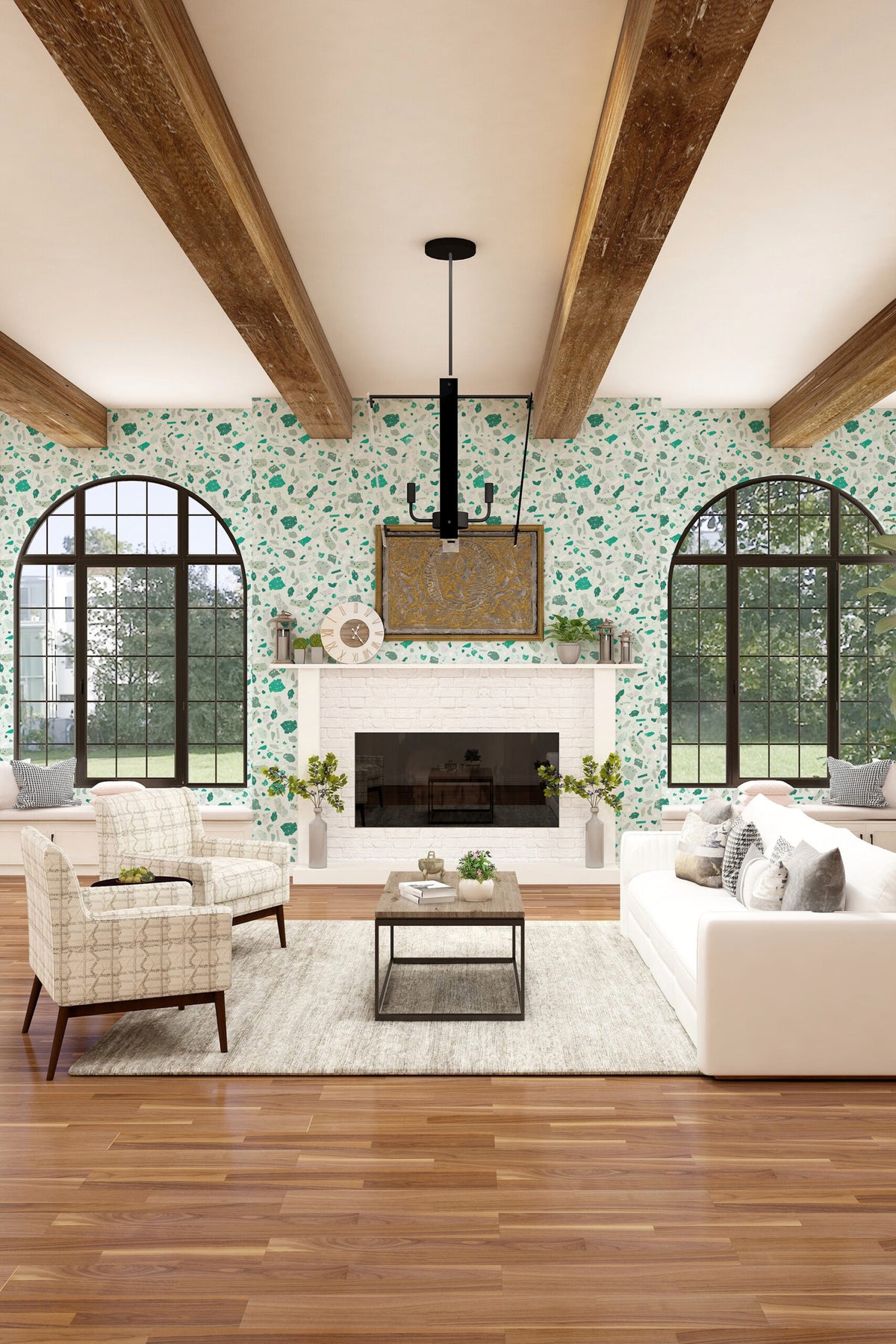 Papel de parede terrazzo verde menta moderno — imagem 5