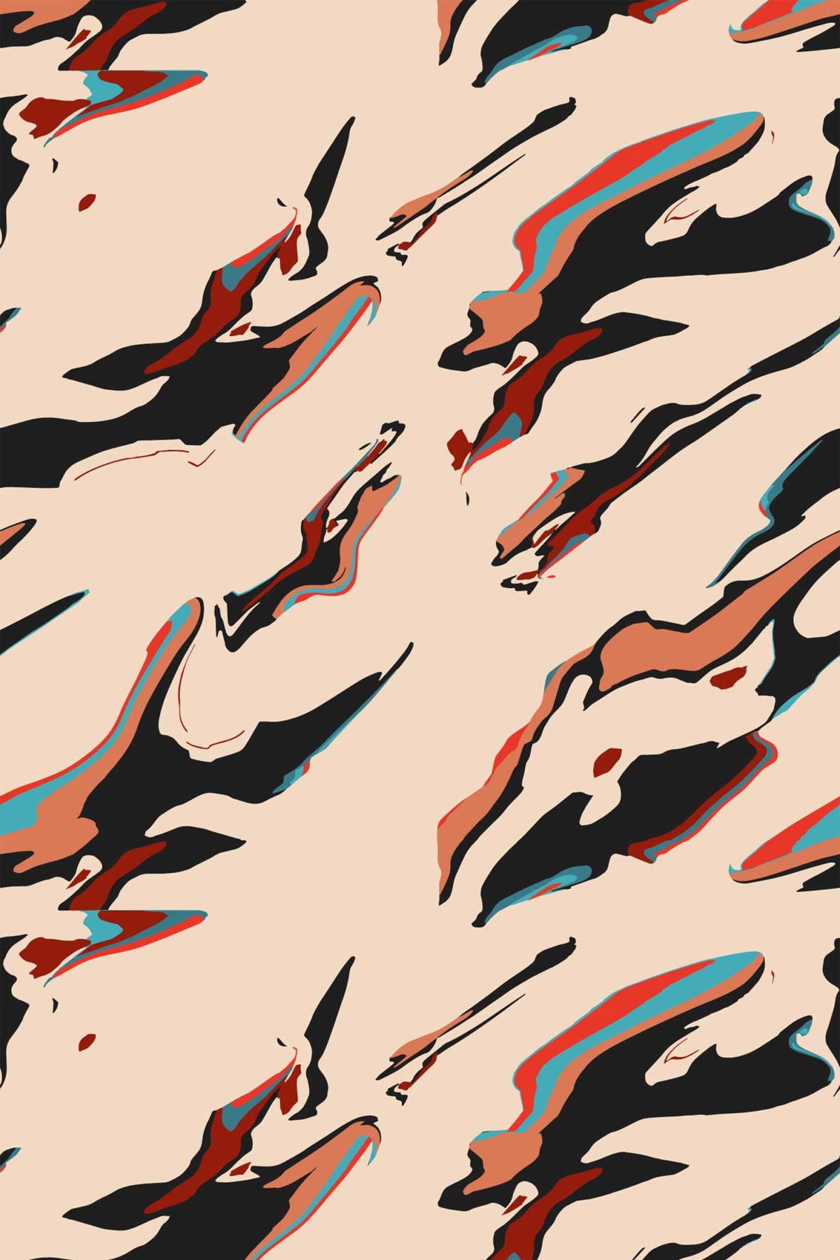 Papel de parede abstrato tinta líquida bege e preto — imagem 2