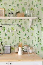 Papel de parede ervas silvestres verde suave