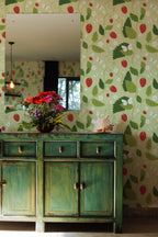 Papel de parede morangos verde whimsical — imagem 5