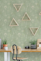 Papel de parede floral verde-sage delicado — imagem 6