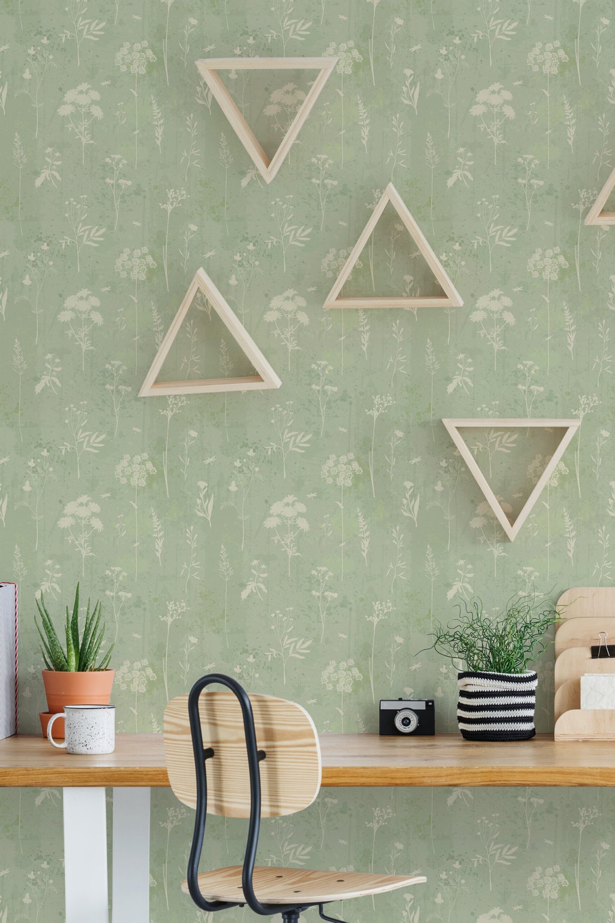 Papel de parede floral verde-sage delicado — imagem 6