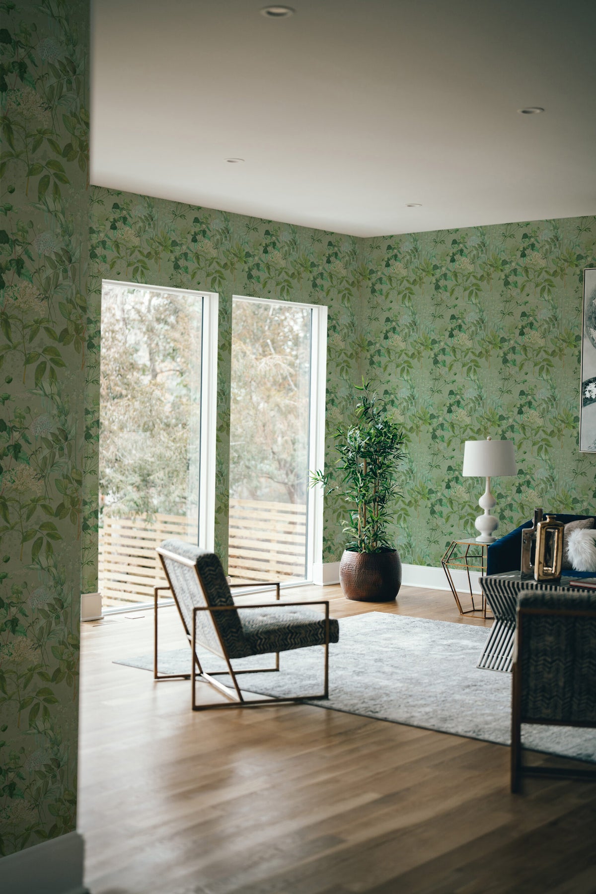 Papel de parede botânico folhagem verde sage — imagem 3