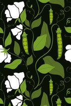 Papel de parede floral vagens verde e preto — imagem 2