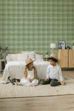 Papel de parede xadrez ondulado verde suave — imagem 5