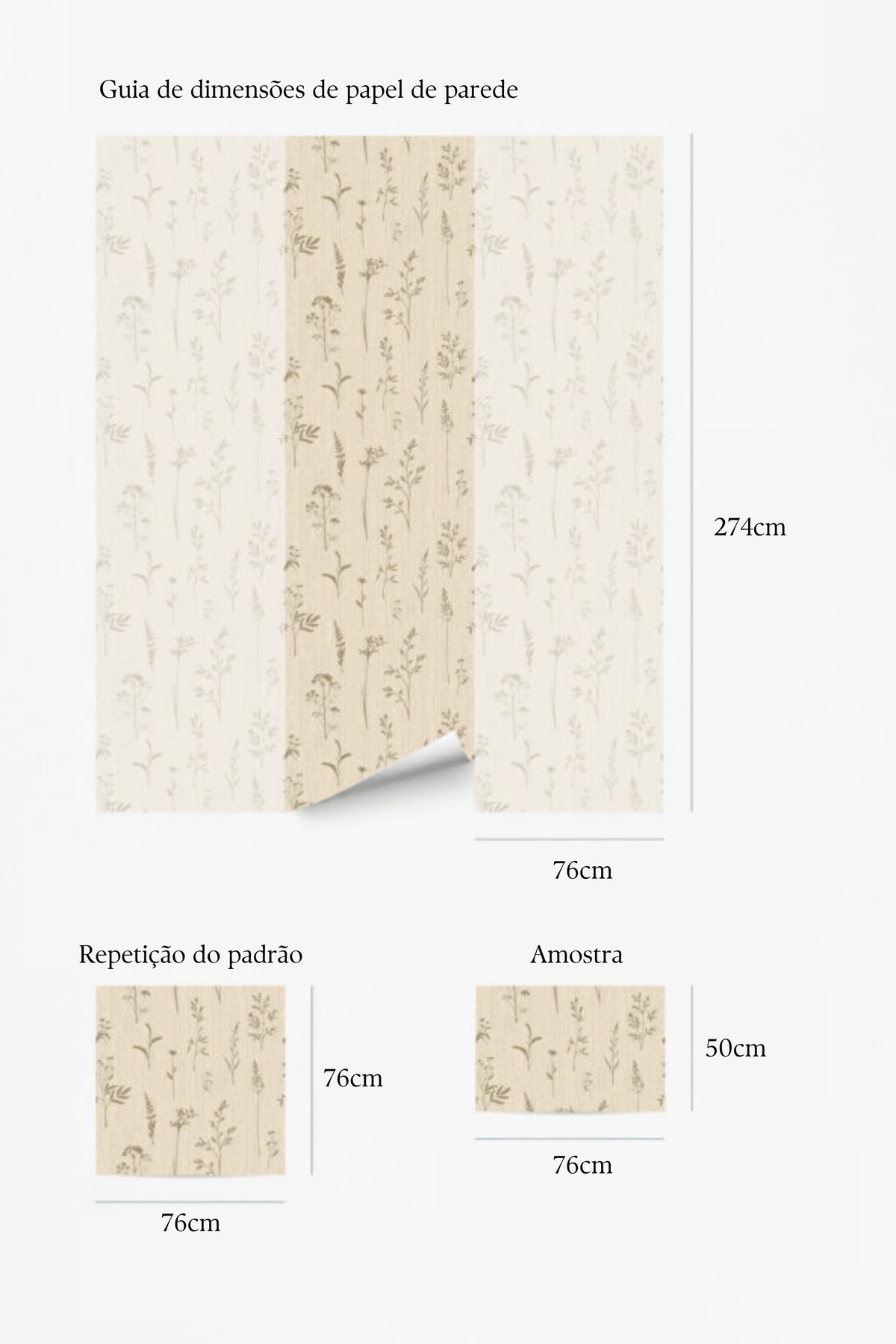 Papel de parede floral wildflower estilo natural bege — imagem 5