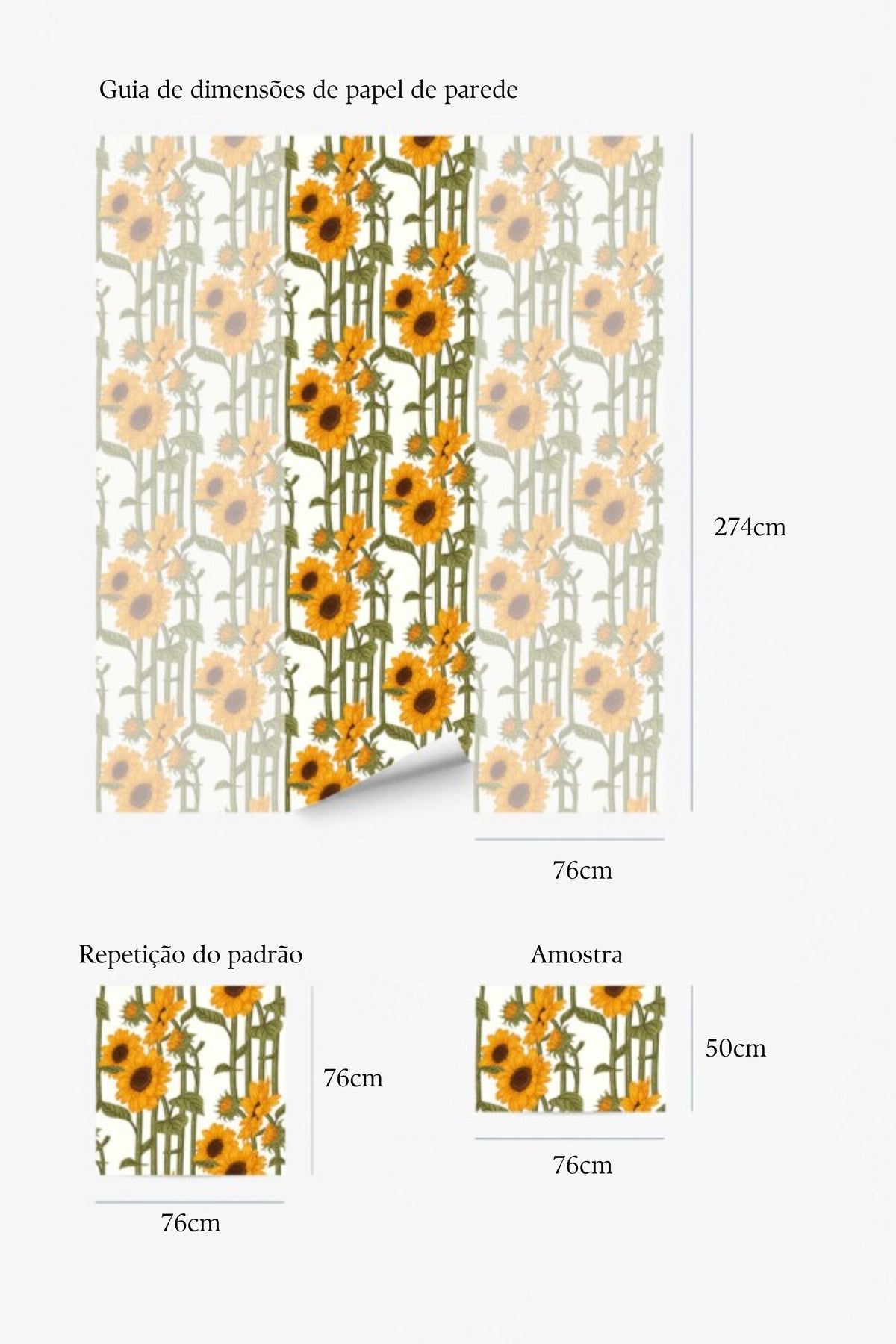 Papel de parede girassóis estilo botânico verde e amarelo — imagem 5