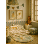 Faixa decorativa bege e azul estilo escandinavo