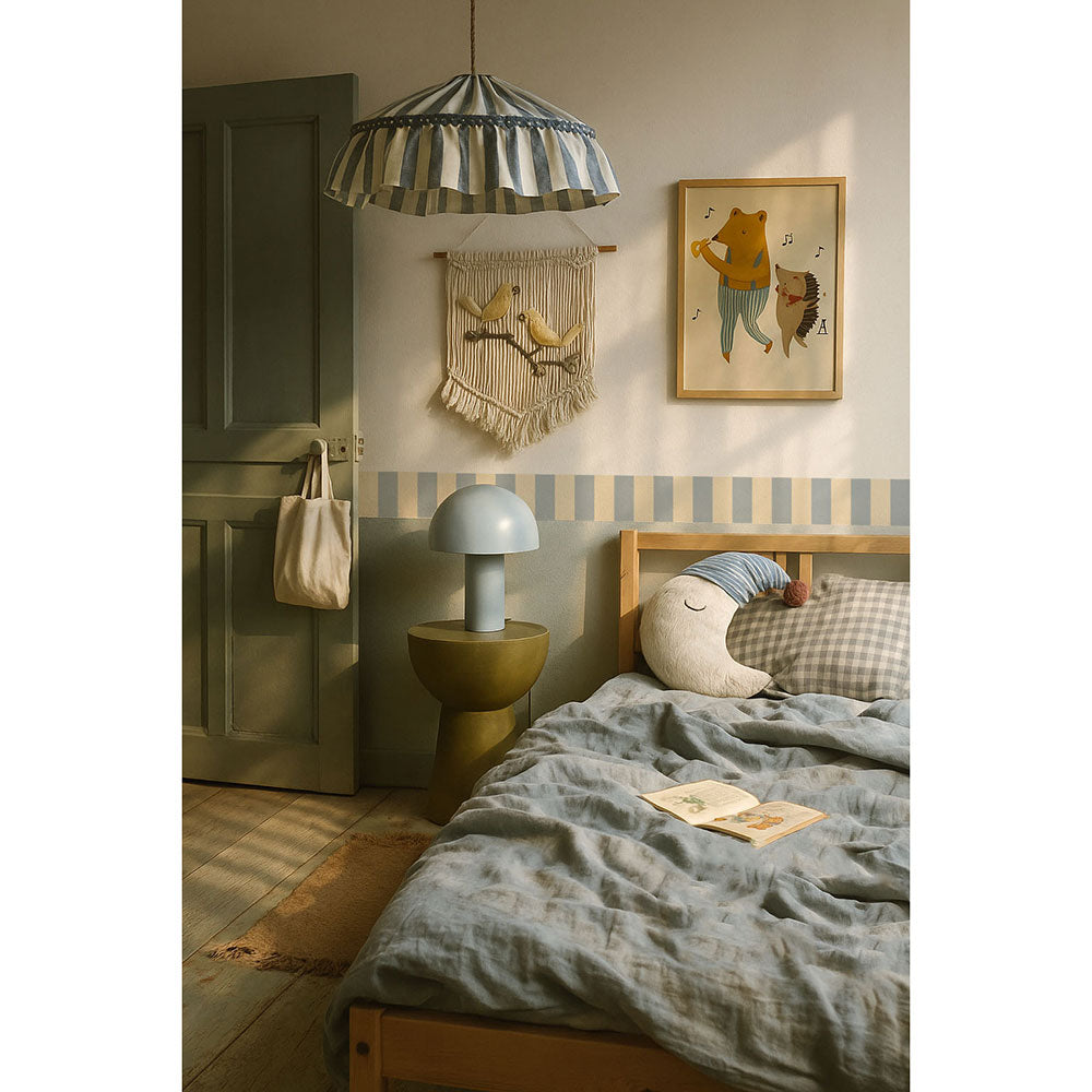Faixa decorativa floral bege e azul pastel