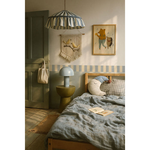 Faixa decorativa floral bege e azul pastel