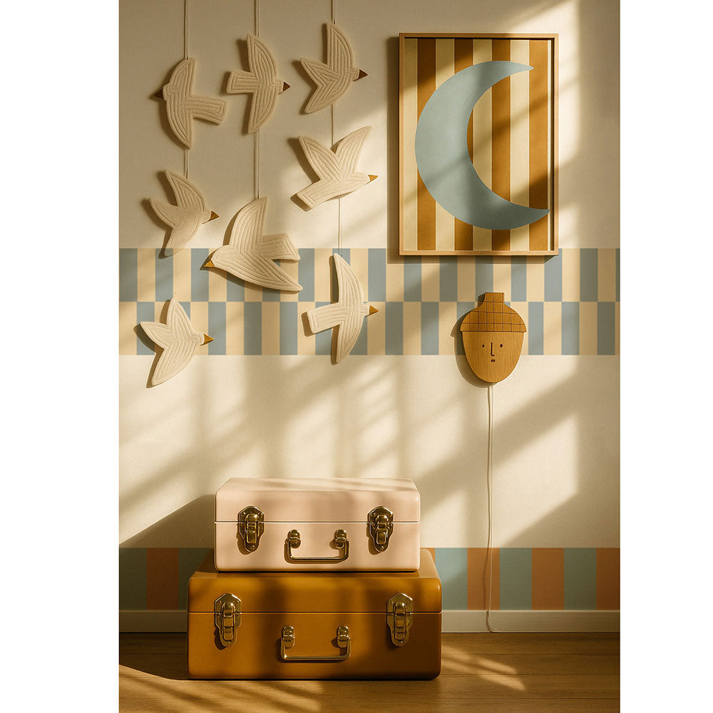 Faixa decorativa Nostalgia bege e azul