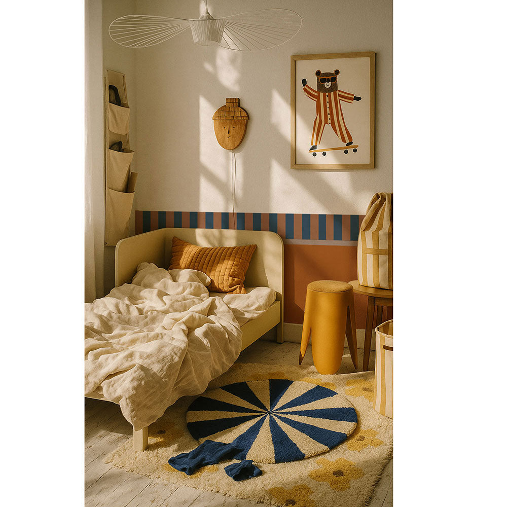 Faixa decorativa riscas azul-marinho e castanho