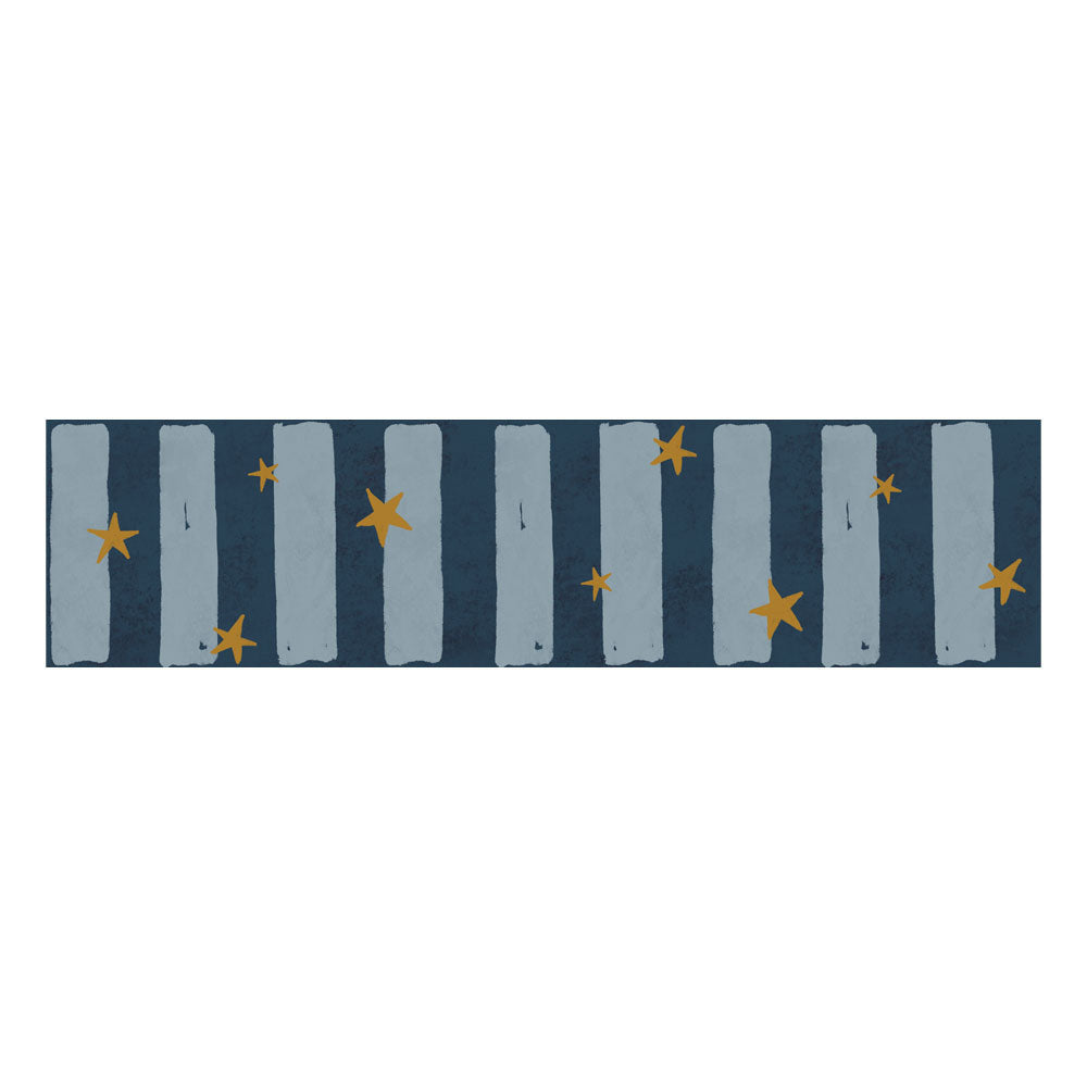 Faixa decorativa riscas estrelas azul e dourado — imagem 2