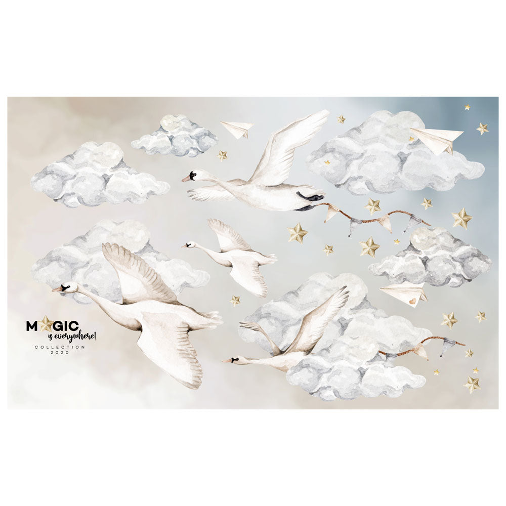 Autocolantes de parede cisnes e estrelas onírico — imagem 2