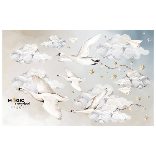 Autocolantes de parede cisnes e estrelas onírico — imagem 2