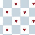 Papel de parede xadrez corações estilo francês — imagem 2