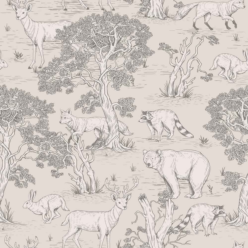 Papel de parede riscas com animais natural — imagem 2