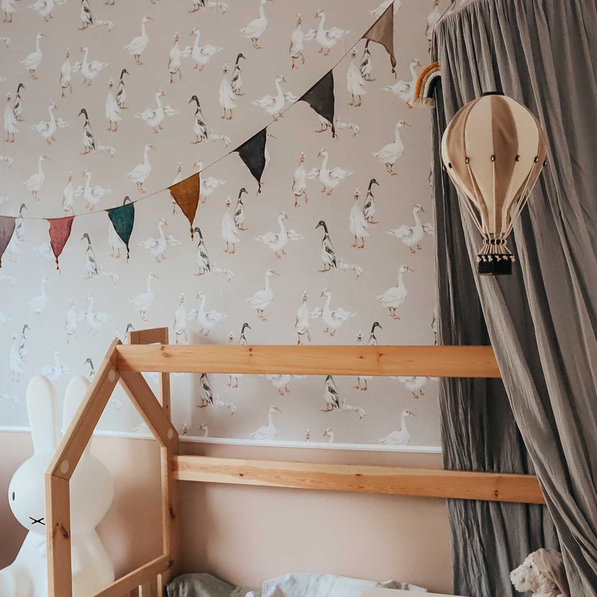 Papel de parede patos brancos estilo vintage — imagem 5