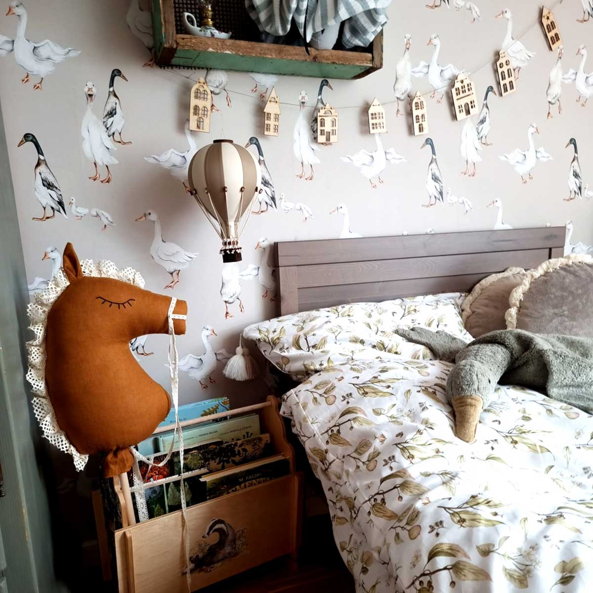 Papel de parede patos brancos estilo vintage — imagem 3