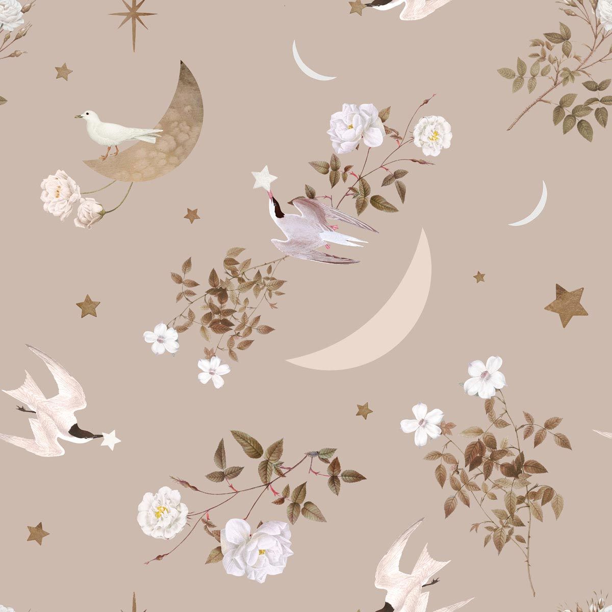 Papel de parede pássaros céu noturno riscas — imagem 2