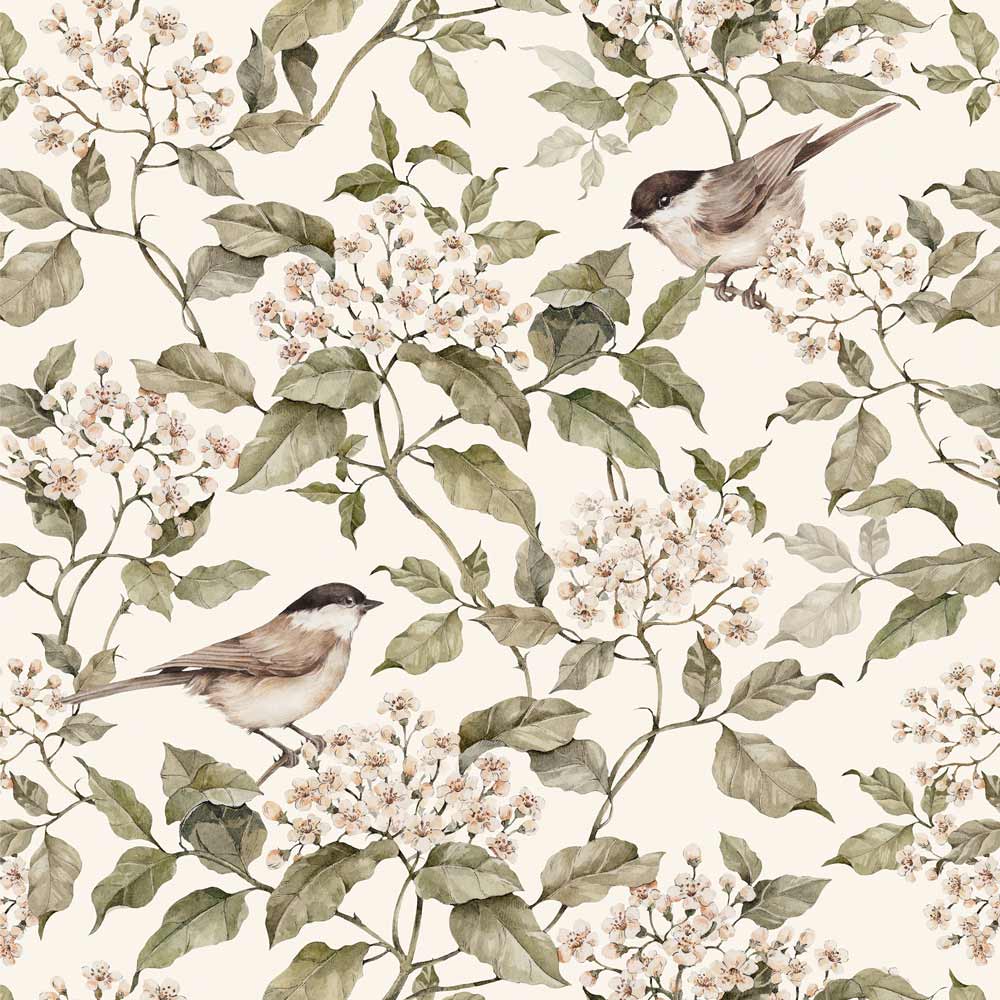 Papel de parede riscas com aves primavera — imagem 3