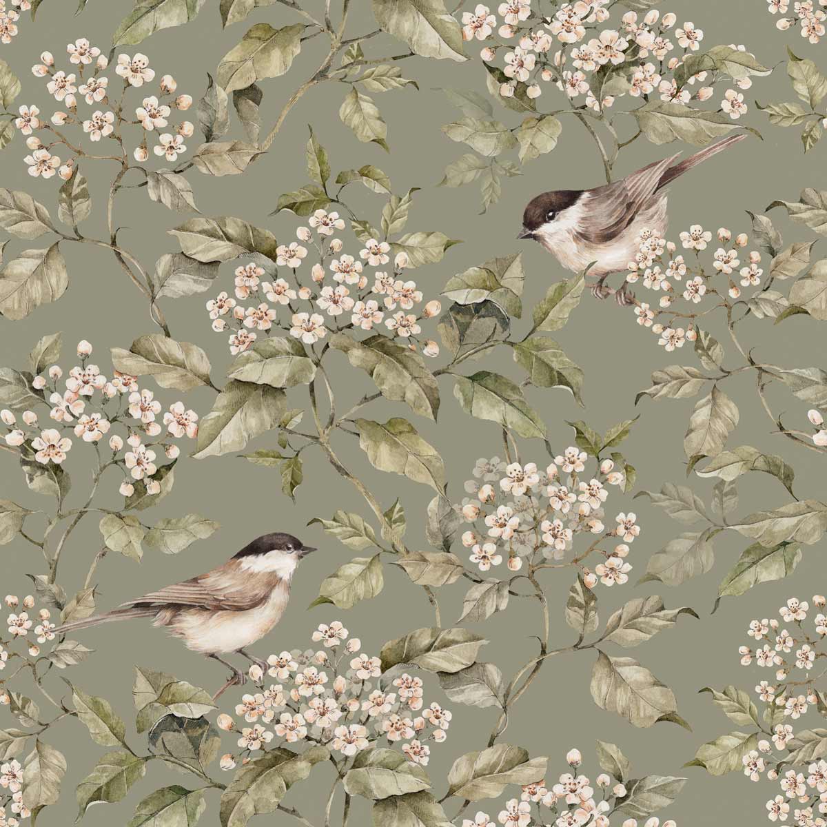 Papel de parede riscas com aves primavera — imagem 4
