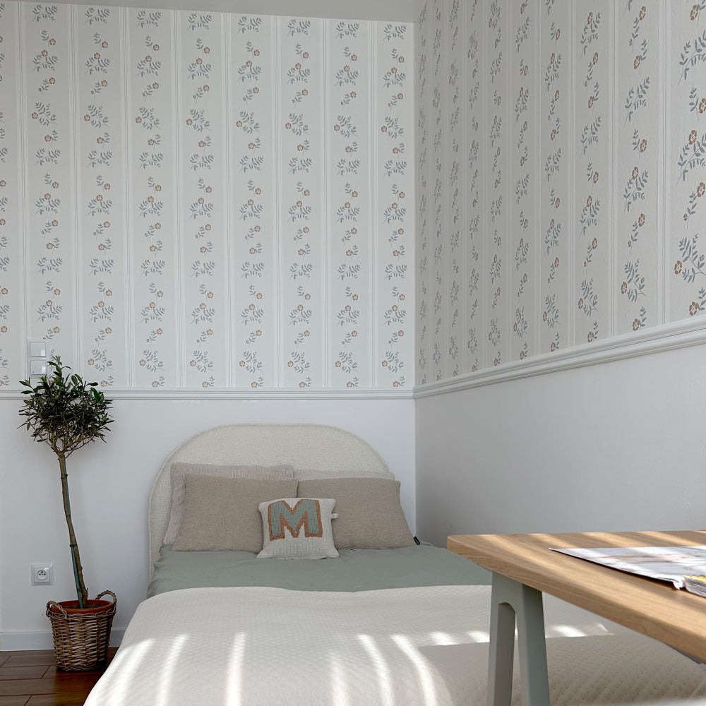 Papel de parede riscas florais estilo vintage — imagem 3