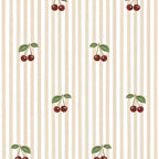 Papel de parede riscas com cerejas estilo infantil — imagem 2