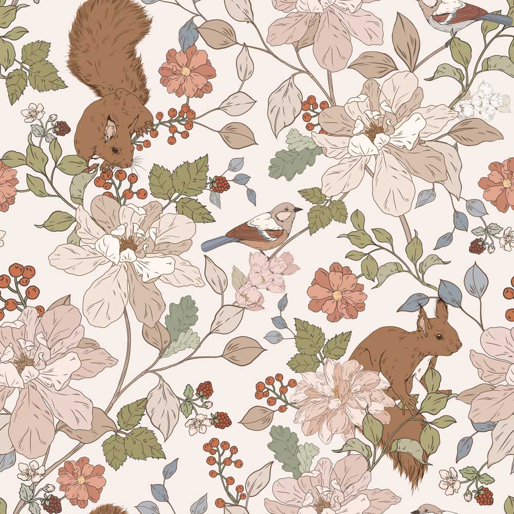Papel de parede esquilos na floresta infantil — imagem 2