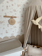 Papel de parede coelhos riscas rosa pastel — imagem 3