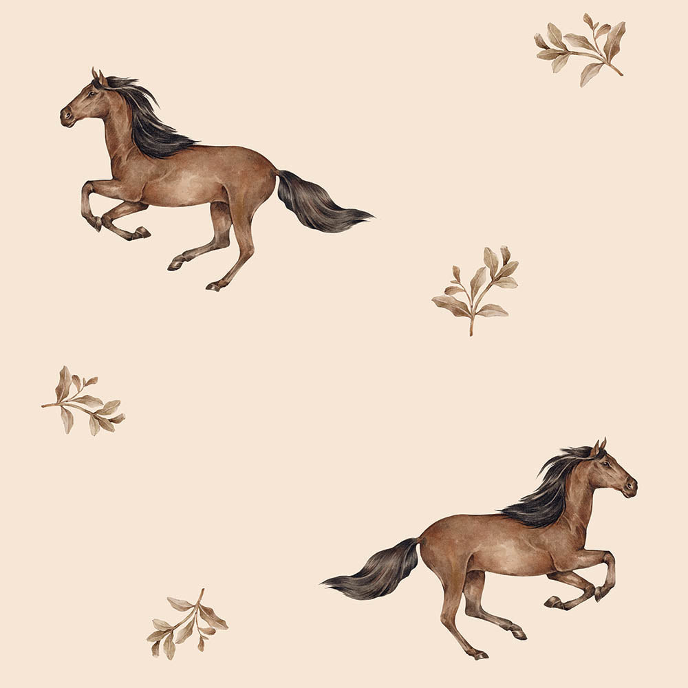 Papel de parede cavalos riscas bege e castanho — imagem 2