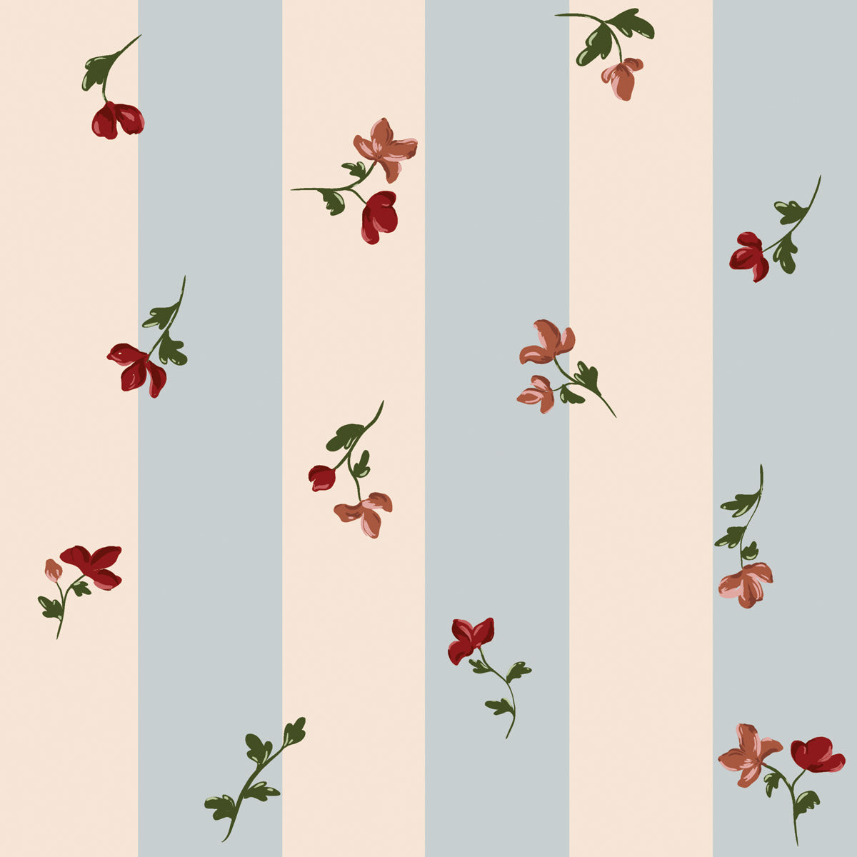 Papel de parede riscas florais estilo infantil