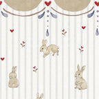 Papel de parede coelhos e corações às riscas pastel com ornamento — imagem 2