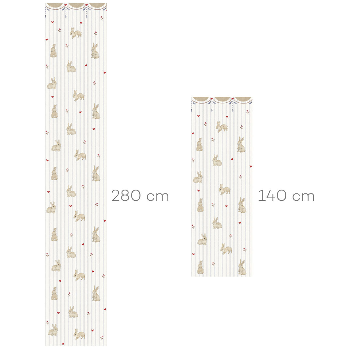 Papel de parede coelhos e corações às riscas pastel com ornamento — imagem 3