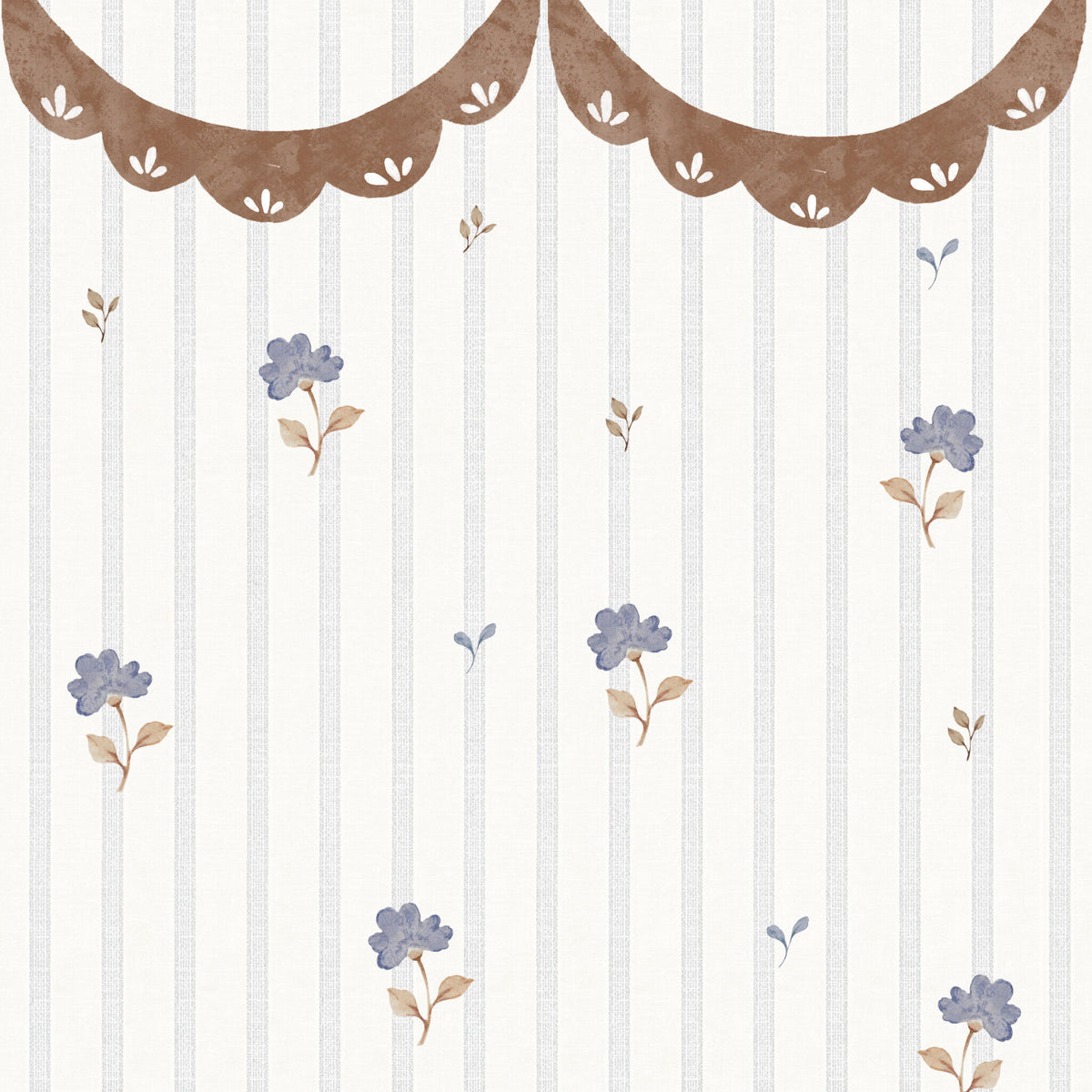 Papel de parede flores retro azul delicado — imagem 2
