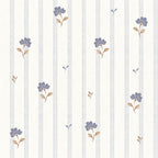 Papel de parede flores delicadas estilo retro azul