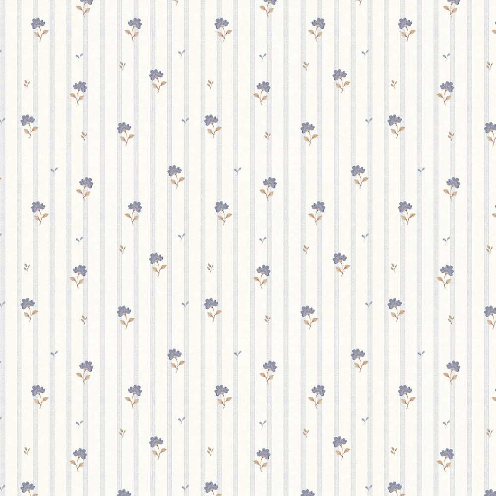 Papel de parede flores delicadas estilo retro azul — imagem 2