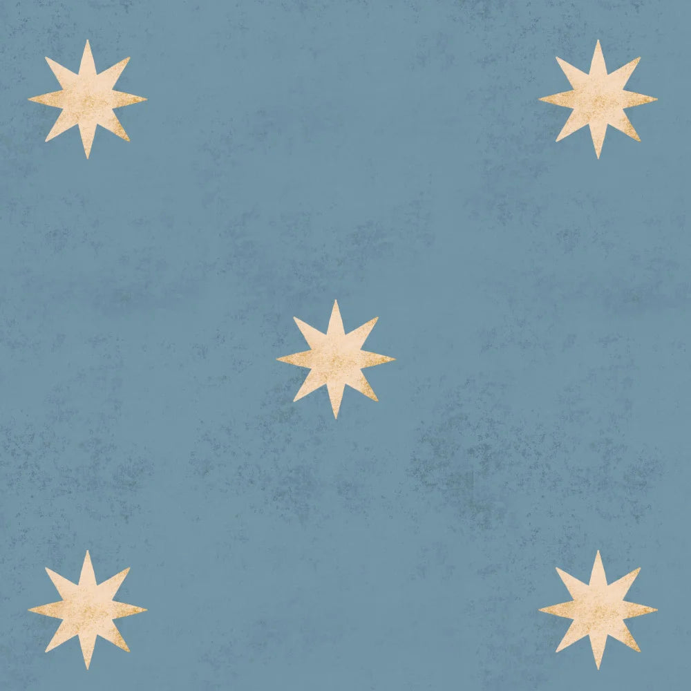 Papel de parede de estrelas de estilo clássico em tons de azul e bege