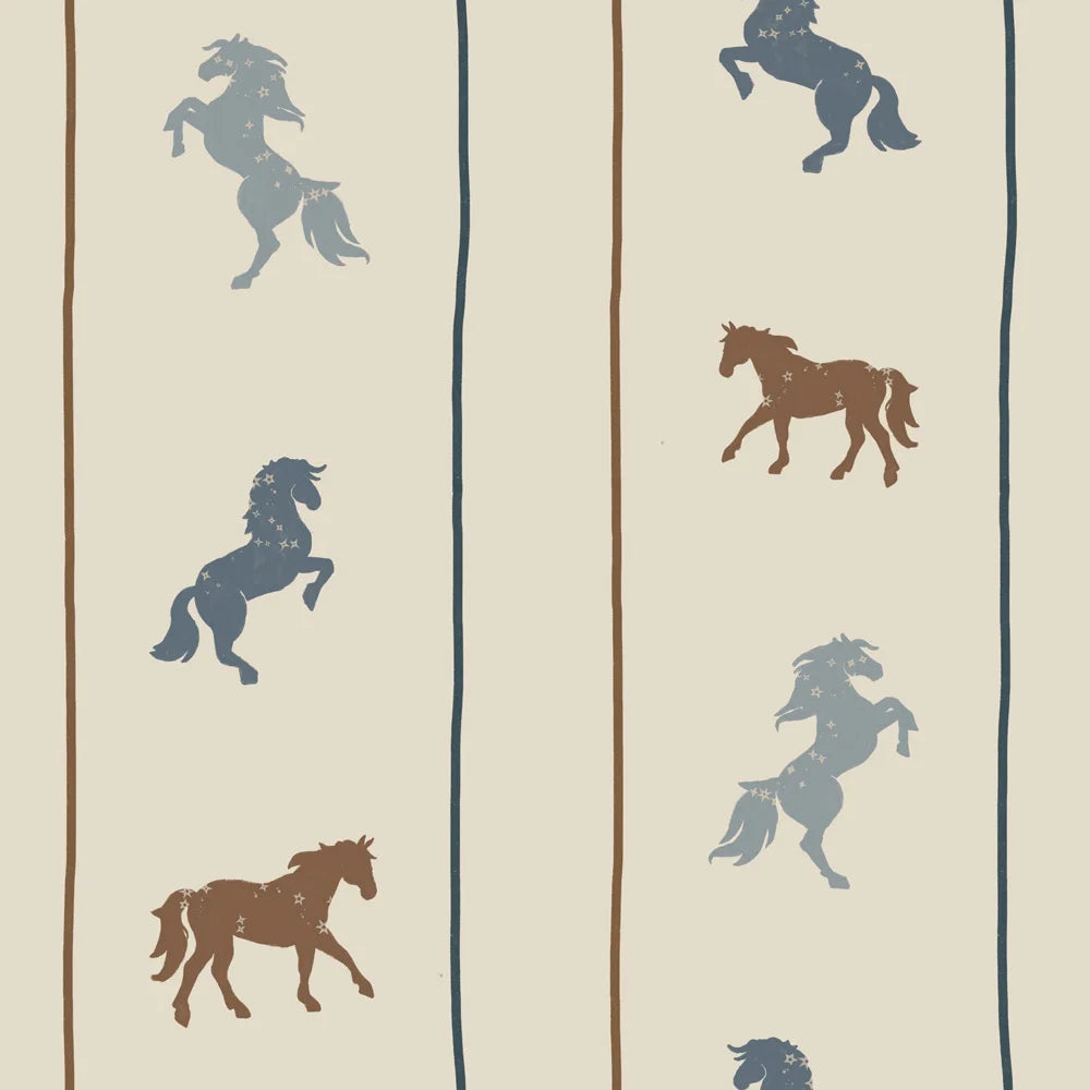 Papel de parede cavalos e estrelas bege