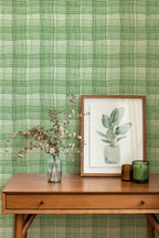 Papel de parede xadrez ondulado verde suave