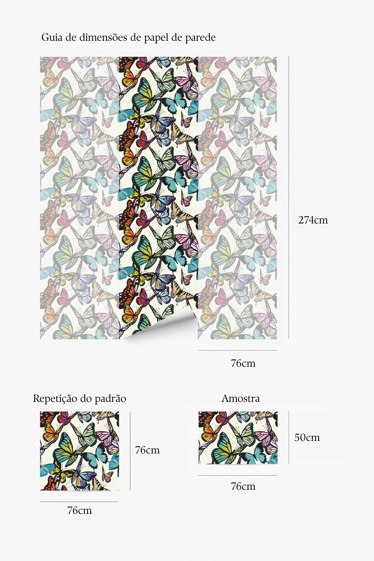 Papel de parede borboletas multicolor fundo bege — imagem 5
