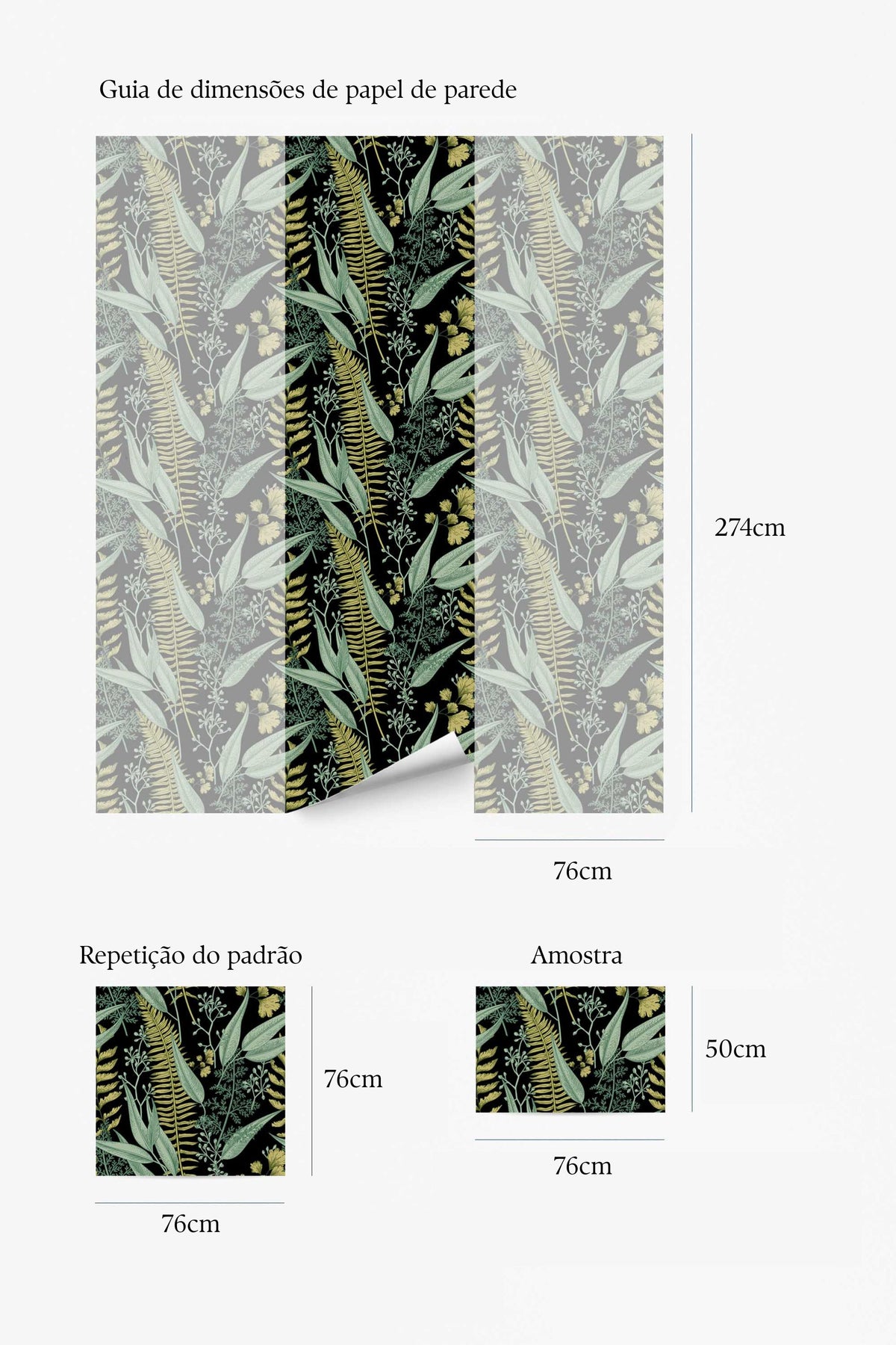 Papel de parede feto botânico verde e preto — imagem 5