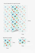 Papel de parede floral xadrez colorido — imagem 5