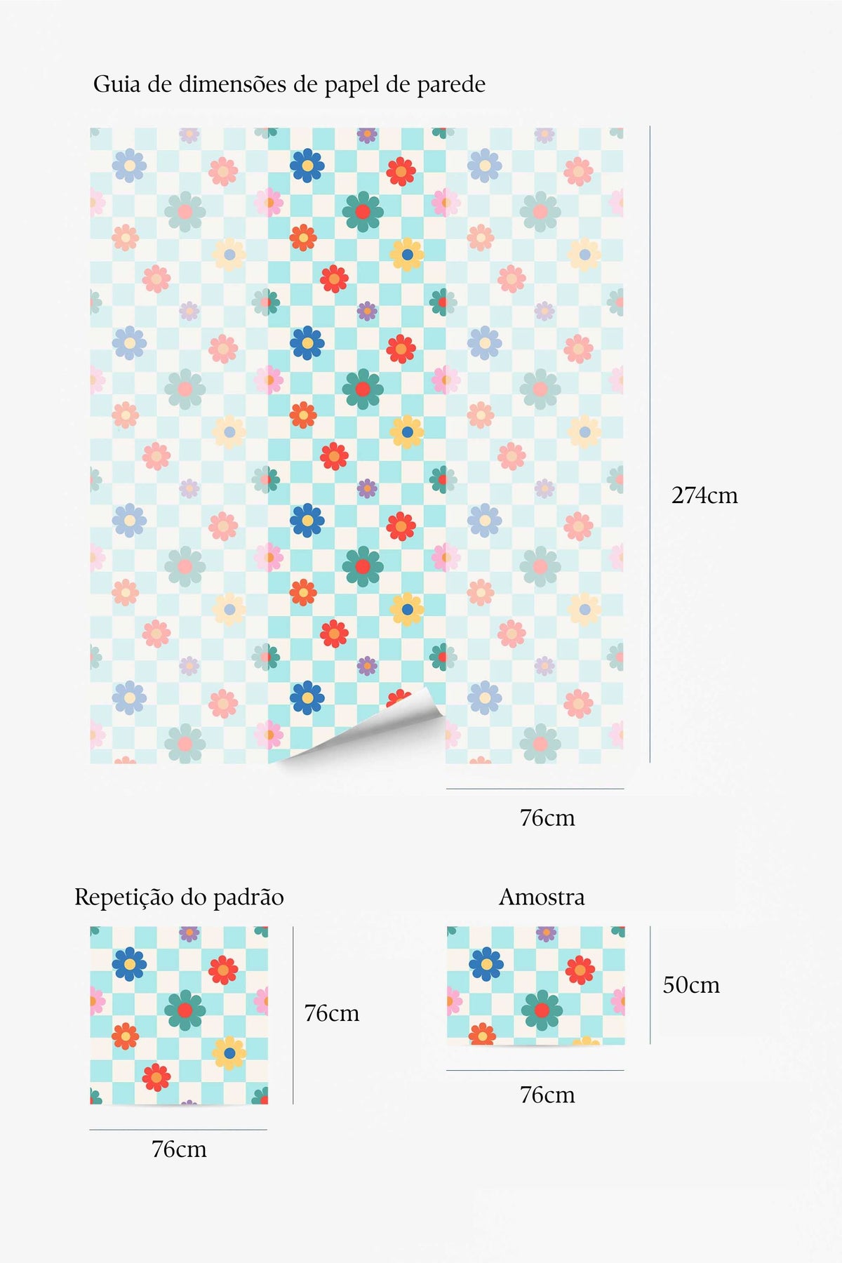 Papel de parede floral xadrez colorido — imagem 5
