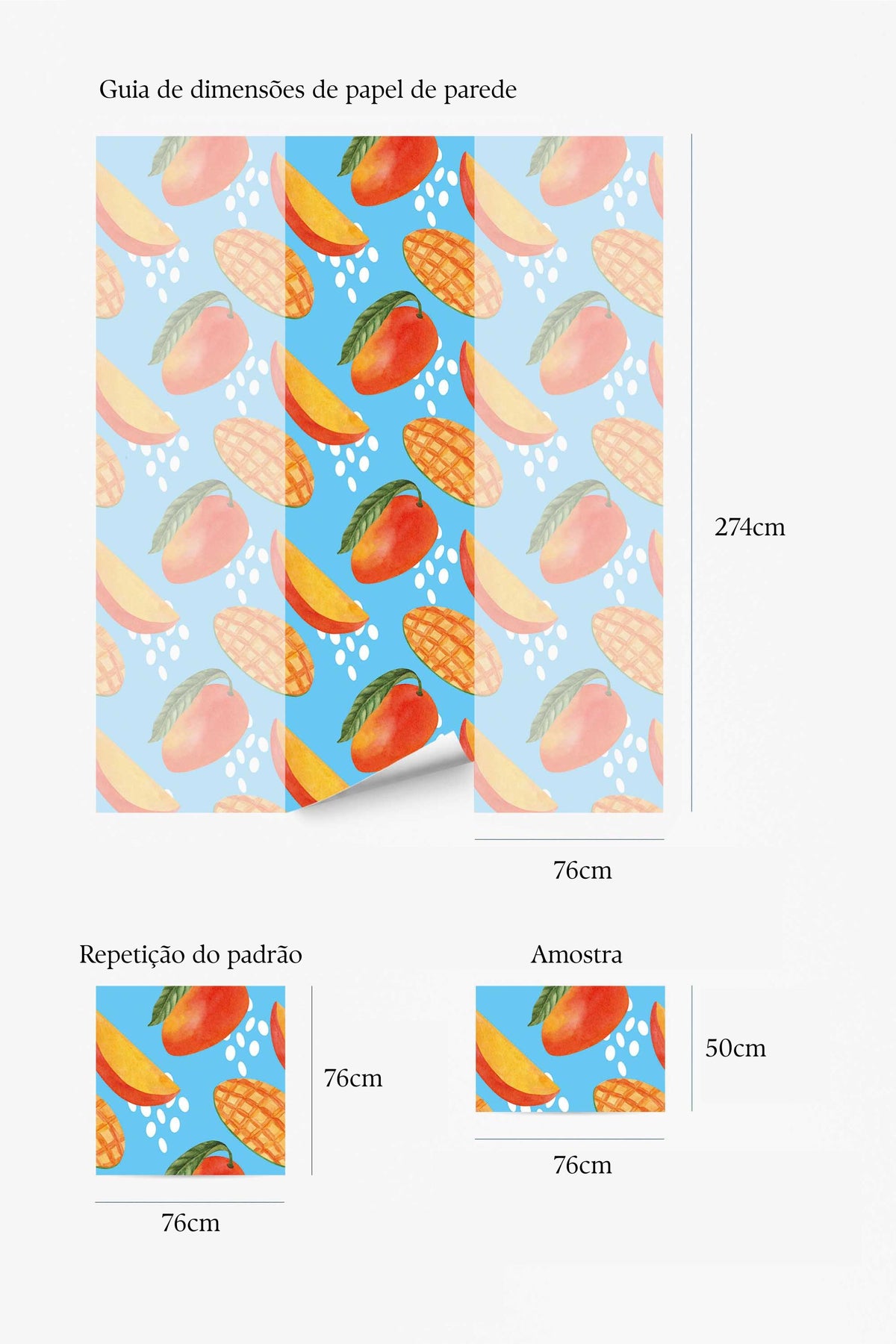 Papel de parede tropical mangos azul vibrante — imagem 5