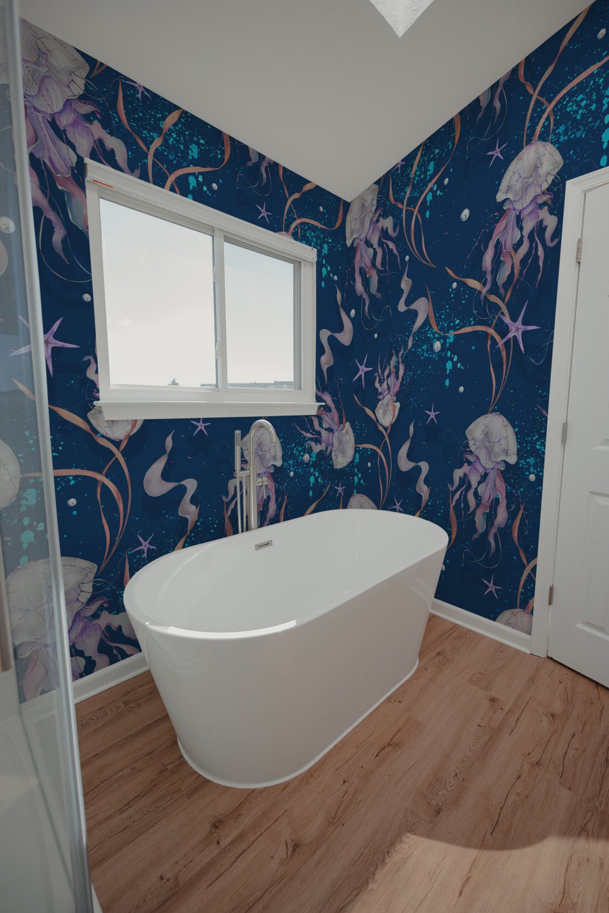Mural de parede medusas aquarela índigo e coral — imagem 2