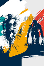 Parede revestida com mural de parede desportivo abstrato colorido